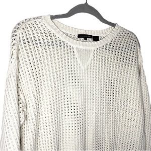 Jeanne Pierre Long Sleeve Open Knit Stitch Sweater Cream White Womens XL